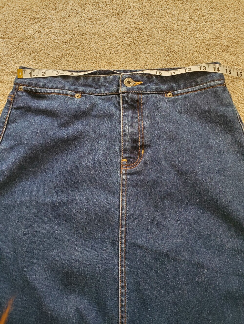 Gap Vintage Y2K 2000s Denim Dark Wash Front Slit Stretch Maxi Skirt Women's 6 - Picture 5 of 7